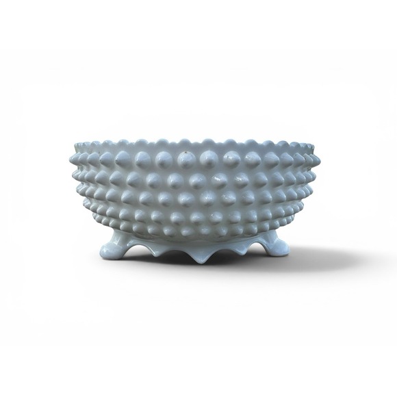 Fenton Other - Fenton Milk Glass Hobnail 3 Toed Footed Bowl Candy Dish White 8" Wide Vintage